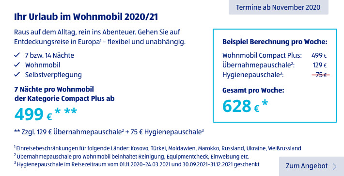 Ihr Urlaub im Wohnmobil 2020/21