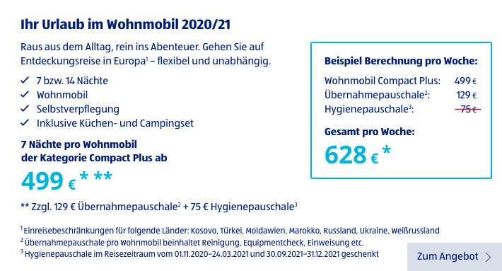 Ihr Urlaub im Wohnmobil 2020/21